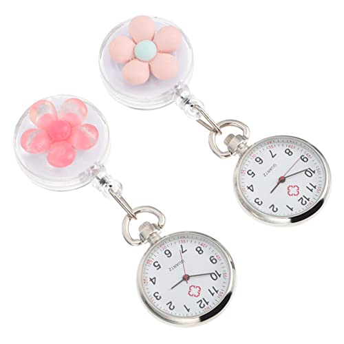 SOIMISS 4stücke Einziehbare Krankenschwesteruhr Mit Clip Blüten-Design Tragbare Taschenuhr Für Ärzte Und Medizinisches Personal Einfach Abzulesen Für Schule Und Beruf von SOIMISS