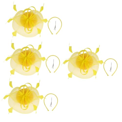 SOIMISS 4stücke Gauze Fascinator Hut Mit Federn Und Blumen Elegantes Stirnband Für Hochzeiten Und Teepartys Leichtes Damenaccessoire Für Festliche Anlässe von SOIMISS