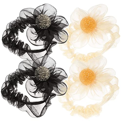 SOIMISS 4stücke Haargummi Haarring Haarseil Blumenkopfschmuck Mädchen Haarband Netz-haarringe Haarschmuck Für Hochsteckfrisuren Lazy-buns Einfach Zu Tragen von SOIMISS