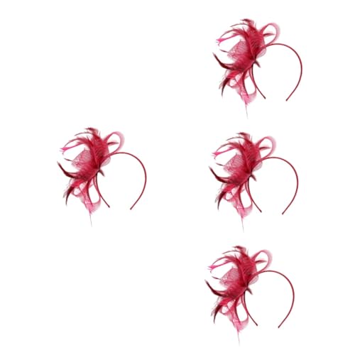 SOIMISS 4stücke Mesh Fascinator Haarclip Mit Schleier Und Federn Eleganter Hut Für Hochzeiten Und Teepartys Vielseitig Einsetzbar Für Damen Weinrot von SOIMISS