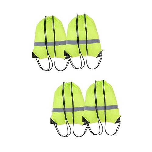 SOIMISS 4stücke Reflektierende Drawstring Rucksäcke Tragbare Langlebige Und Wasserabweisende Fitness-Taschen Für Reisen Und Outdoor-aktivitäten Gelb-grün Für Sport Shopping Und von SOIMISS