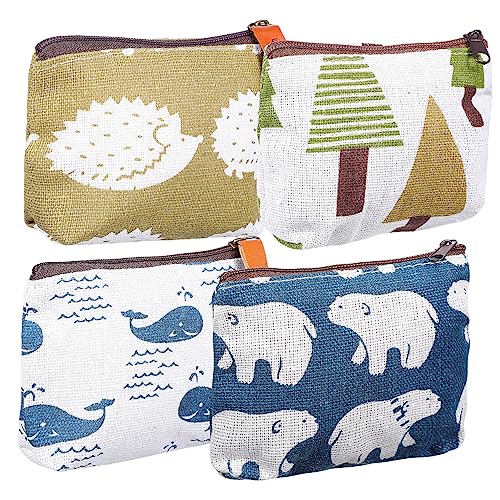 SOIMISS 4stücke Reißverschlusstaschen Mit Cartoon-Muster Canvas-kosmetiktaschen Kleine Make-up-Taschen Als Münztaschen Für Damen Und Mädchen von SOIMISS