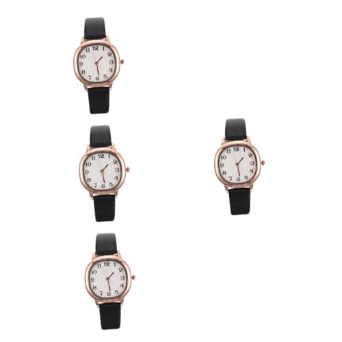 SOIMISS 4stücke Retro Damen Uhr Mit Pu-Armband Quarz-Uhr Elegante Freizeit-Armbanduhr Für Verschiedene Anlässe Präzise Zeitmessung Anpassbare Stilvolles Design von SOIMISS