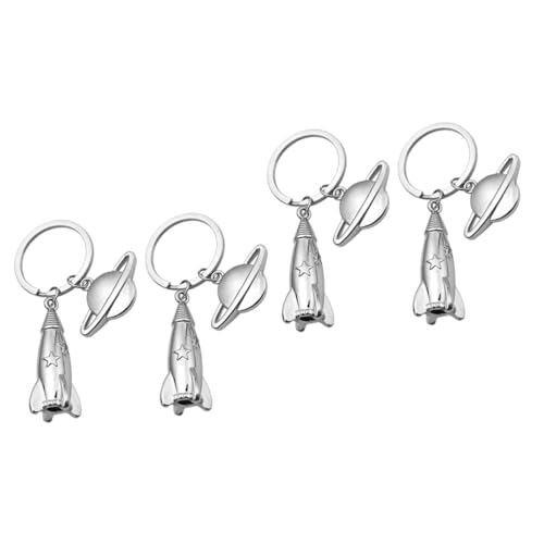 SOIMISS 4stücke Schlüsselanhänger Raketen Zinklegierung Planet Schlüsselringe Für Weltraumliebhaber Kreatives Design Langlebig Und Praktisch Für Familie Und Freunde von SOIMISS