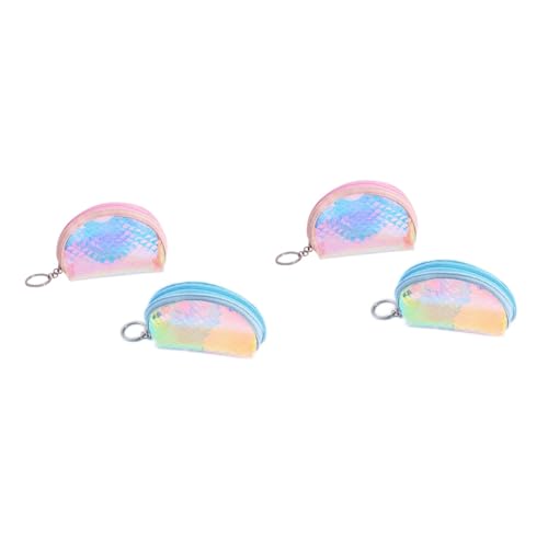 SOIMISS 4stücke Teiliges Holografische Münzbörse Im Meerjungfrau-Stil TPU Mit Fischschuppen-Muster Glänzende Handtasche Mit Reißverschluss Für Bankkarten Und Geld Blau Halbkreis von SOIMISS