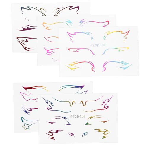 SOIMISS 5 Blätter Temporäre Augen tattoos Selbstklebende Eyeliner aufkleber Wasserfeste Lidschatten Sticker für Bühne Theaterschminke Leicht Ablösbar Vergrößerndes Augen make up von SOIMISS