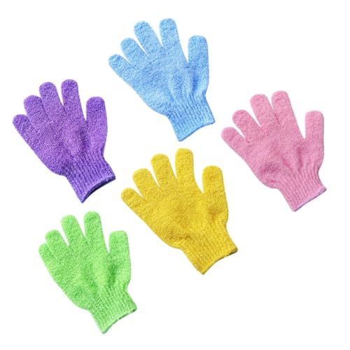 SOIMISS 5 Paare Peelinghandschuhe mit Fünf Fingern Dehnbares Material Beidseitig Nutzbar Sanftes Körperpeeling für Männer und Frauen für Duschgel Seife und Einheitsgröße von SOIMISS