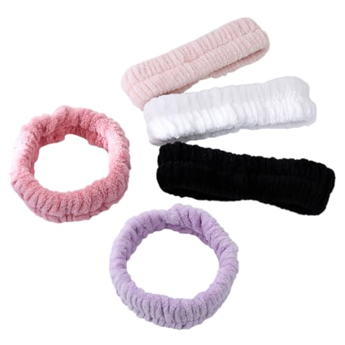 SOIMISS 5 Stück Make up Haarbänder Elastische Bequeme Stirnbänder in Creme Anthrazit Hautrosa Flieder für Damen und Mädchen zum Waschen Duschen Pflege und Make up von SOIMISS