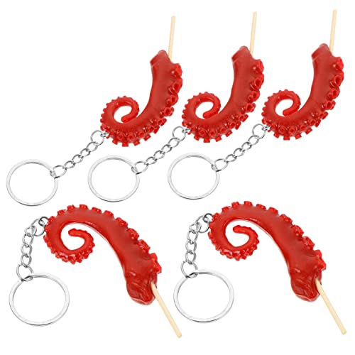 SOIMISS 5stücke Schlüsselanhänger Mit Simulierten Tintenfischtentakeln Ornamente Aus Künstliche Lebensmittel-taschenanhänger Dekoration Für Schlüssel Handtasche Rucksack von SOIMISS