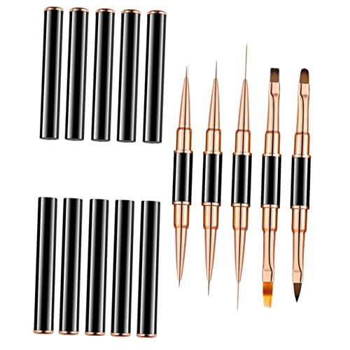 SOIMISS 5 Stück Teiliges Nageldesign Pinselset Roségold Doppelseitige Nail Art Liner Stifte Malpinsel für DIY Nail Art Wiederverwendbar Langlebig und Einfach zu Reinigen von SOIMISS