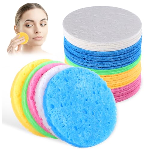 SOIMISS 50 Stück Wiederverwendbare Gesichtsschwämme aus Weichem Material Praktischer Make Up Entferner und Sanfter Reinigungsschwamm Geeignet für Hauttypen und Tägliche Anwendung von SOIMISS