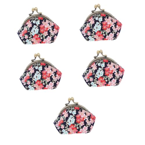 SOIMISS 5stücke Retro Stil Handtasche Für Damen Handgefertigtes Kompaktes Münzfach Mit Kirschblütenmuster Für Karten Und Kleingeld Strapazierfähiges Stoffmaterial Accessoire Für von SOIMISS
