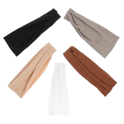 SOIMISS 5stücke Sport Stirnbänder Aus Elastischem Baumwollmaterial Atmungsaktiv Und Schweißabsorbierend Für Damen Und Herren Für Yoga Fitness Und Laufen Kaffee von SOIMISS