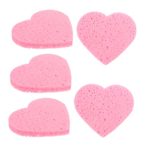 SOIMISS 5stücke Herzförmige Gesichtsschwämme Aus Zellstoffbaumwolle Make-up-entferner-pads Sanft Zur Haut Für Gesichtsreinigung Und Peeling Wiederverwendbar von SOIMISS