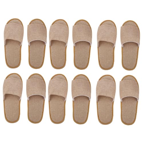 SOIMISS 6 Paare Einweg Hotel Hausschuhe Rutschfest Baumwolle Leicht Atmungsaktiv Offene Zehen Universalgröße für Spa Reisen Gäste Zuhause von SOIMISS