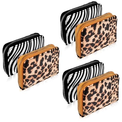 SOIMISS 6stücke Mini Geldbörse Mit Reißverschluss Kompakte Pu Münzgeldbörse Im Leoparden Und Zebra-Design Für Karten Münzen Und Bargeld von SOIMISS