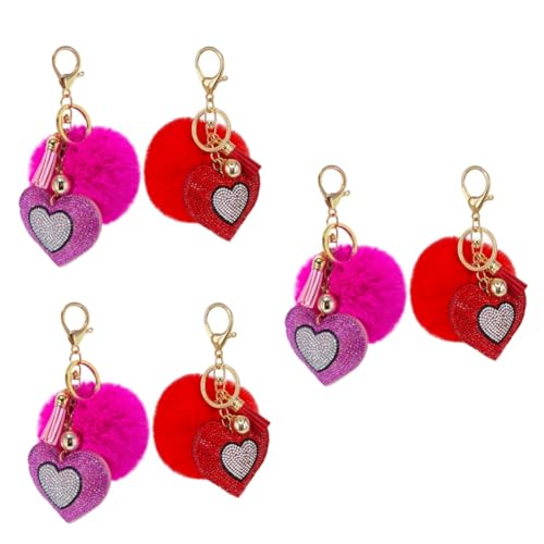 SOIMISS 6stücke Tragbare Chic Schlüsselanhänger Mit Herz-fellball Und Funkelnden Anhängern Vielseitige Dekoration Für Autoschlüssel Und Taschen Langlebige Schlüsselringe Bunten von SOIMISS
