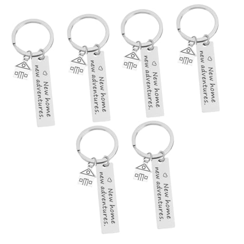 SOIMISS 6 STK Schlüsselanhänger Zum Einzug Schlüsselanhänger Für Autoschlüssel Einweihungs-schlüsselanhänger Unser Erster Schlüsselanhänger Für Zu Hause Schlüsselringe Makler Metall Silver von SOIMISS