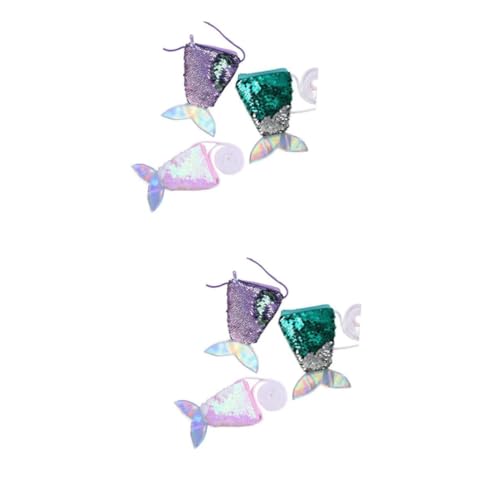 SOIMISS 6stücke Meerjungfrau Zwei-Farben Pailletten Geldbörse Tragbare Reißverschluss Münztasche Für Kosmetik Kleingeld Und Kleine Gegenstände Hellgrün Violett von SOIMISS