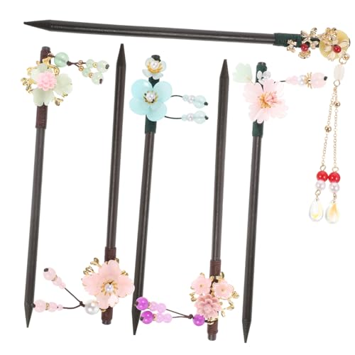 SOIMISS 6 Stck Teiliges Chinesische Vintage Haarnadeln aus Holz mit Blumen und Quasten Haarstäbchen für Dutt und Hochsteckfrisuren Traditionelle Hanfu Haaraccessoires für Frauen und von SOIMISS
