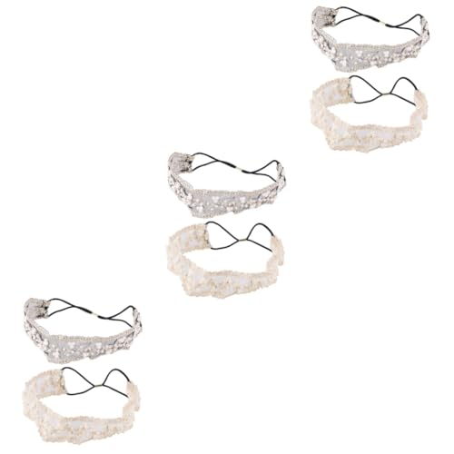 SOIMISS 6stücke Elegante Spitzen-haarbänder Mit Perlen Dehnbare Haarschmuck Für Frauen in Schwarz Und Beige Für Hochzeiten Feste Fotoshootings Und Alltag von SOIMISS