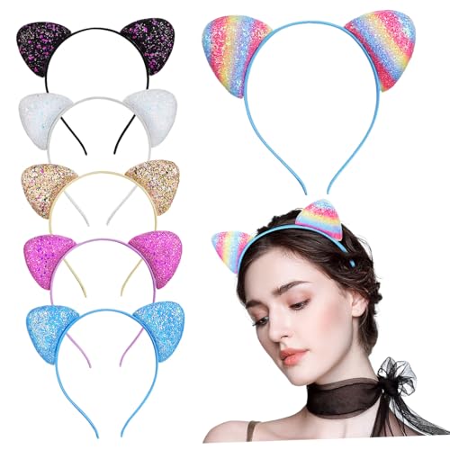 SOIMISS Vielseitiges Katzenohr-haarband-set Glitzernde Kätzchenohren-kopfbedeckung Für Weihnachten Party Halloween von SOIMISS