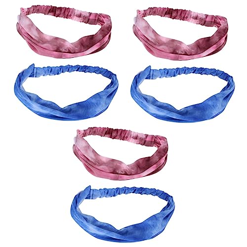 SOIMISS 6stücke Fashion Tie-dye Headband Mit Ohrenpflegeknopf Atmungsaktive Yoga Und Sportkopfbedeckung Für Männer Und Frauen Multi-funktionale Fitness-haarbänder Blau von SOIMISS