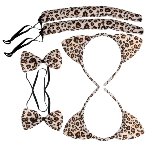 SOIMISS 6 Stück Katzenkostüm Set Teilig mit Leopard Haarreif und Fliege für Halloween Karneval und Kostümpartys Bequem und Leicht Anzulegen Hautfreundlich und Sicher von SOIMISS