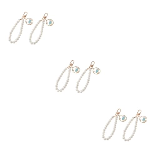 SOIMISS 6stücke Kreative Schlüsselanhänger Mit Kühe Und Simulation Perlen Stilvolle Taschen Dekoration Für Handtaschen Rucksäcke Und Autoschlüssel Weiß von SOIMISS