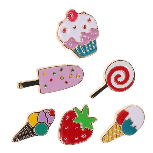 SOIMISS 6 Stück Teiliges Dessert Broschen Sommerlegierung Niedliche Eiscreme Erdbeer und Lutscher Anstecknadeln Vielseitig für Kleidung Rucksäcke Schals Party Accessoires von SOIMISS