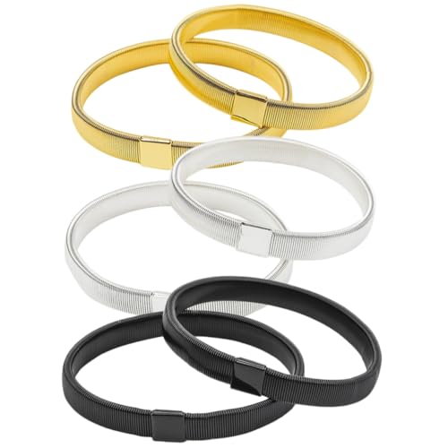 SOIMISS 6 Stück Teiliges Elastisches Armband für Herren Federnder Manschettenreif mit Rutschfester Modisches Stretch Armreif Accessoire in Schwarz Gold und Silber Vielseitig Tragbar für von SOIMISS