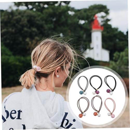 SOIMISS 6 Stück Teiliges Perlen haargummi Modische Haarkreise mit Perlendekor Elastisch und Strapazierfähig für Mädchen und Frauen Passend zu Jedem Outfit Sicherer Halt Zufällige Farbe von SOIMISS