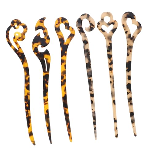 SOIMISS 6 Stück Teiliges Vintage Haarnadeln Acetat Haarschmuck für Frauen Tortoise Haarstäbchen für Dutt Robust und Sicher Haltend Geeignet für Langes Haar und Alltag Zufällige Farbe von SOIMISS