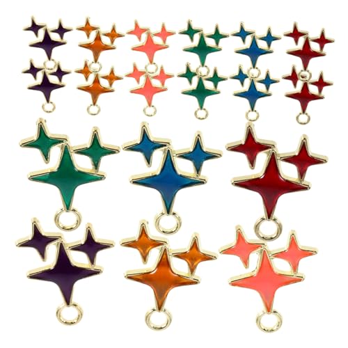 SOIMISS 60 Stück Teiliges Stern Anhänger Legiertem mit Transparentem Ölauftrag Vielseitige Diy Schmuckzubehör für Ohrringe Haar Accessoires Halsketten und Bastelprojekte von SOIMISS
