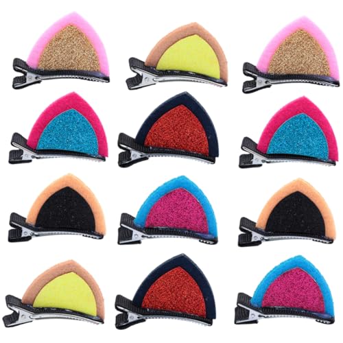 SOIMISS 6Paare Katzenohr Haarspangen für Glitzer Haarklammern Verschiedenen Farben Süße Katzenohr Haarnadeln Haarschmuck Accessoire für Mädchen und Karneval von SOIMISS