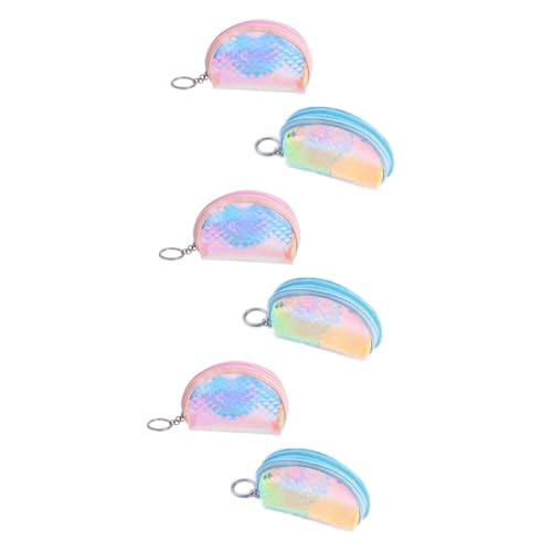SOIMISS 6stücke Holografische Geldbörse Für Damen TPU Münzbeutel Im Fischschuppen-Design Glänzende Handtasche Mit Reißverschluss Für Geld Karten Blau Halbkreis Halbkreis von SOIMISS