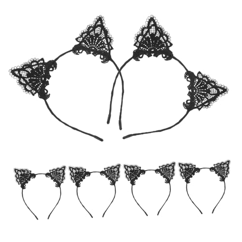 SOIMISS 6stücke Katzenohren-stirnband Für Mädchen Pelziges Haarband Mit Spitzenbesatz Süßes Tierohren-kopfbekleidung Modisches Stirnband Für Halloween Und Partys von SOIMISS