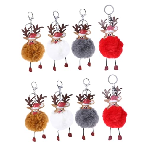 SOIMISS 8 STK Cartoon Elch Schlüsselanhänger Plüschkugel Schlüsselanhänger Weihnachtsbaum-Plüsch-Ornament Weihnachts präsente Schlüsselbund Plüsch Schlüsselanhänger von SOIMISS