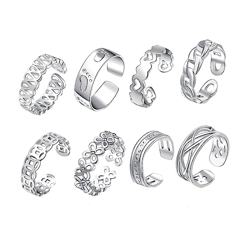 SOIMISS 8stücke Zehenring Silber Langlebiger Knöchelring Dekorativer Zehenring Weiblicher Zehenschmuck Zehenknöchelring Ring Toe Knuckle Ring Toe Dekorationen Dame Füße Schmuck Decor Silbe von SOIMISS