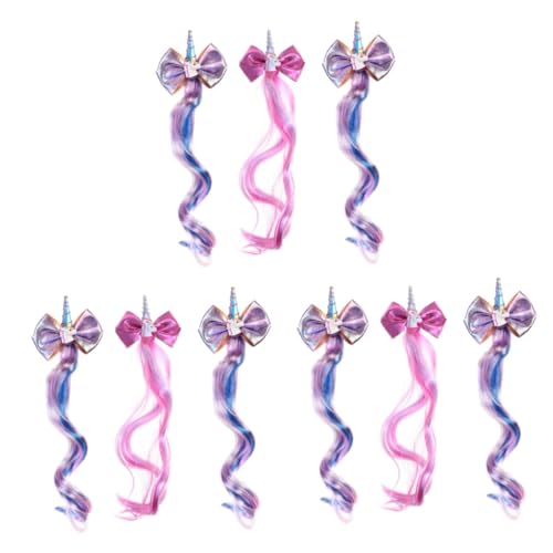 SOIMISS 9stücke Haarclip Extensions Mit Einhorn Und Schleifen-design Bunte Haarverlängerungen Für Junge Mädchen Für Partys Und Festlichkeiten Inklusive Und Clips von SOIMISS