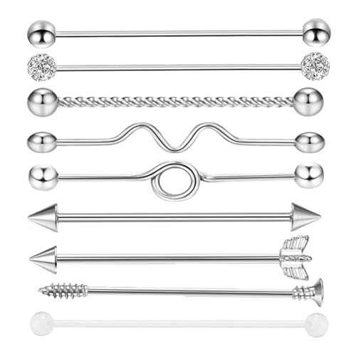 SOIMISS 9 Stück Teiliges Barbell Ohrstecker aus Edelstahl mit Schraubdesign Glänzender Piercing Schmuck für Damen und Herren Komfortabel Langlebig und Modisch von SOIMISS