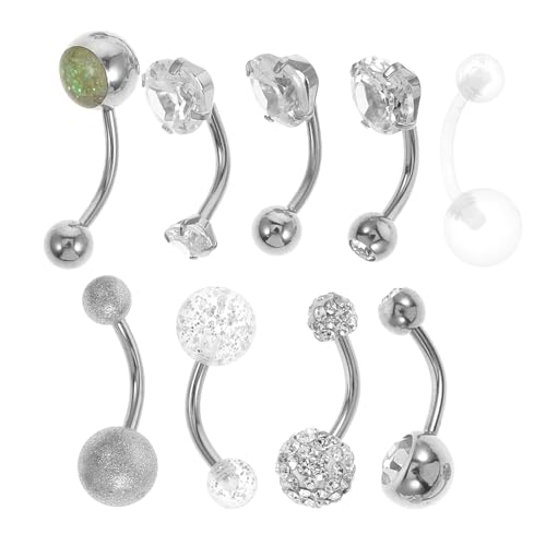 SOIMISS 9 Stück Teiliges Bauchnabelpiercing mit Zirkonia Glatten Kanten Hautfreundlich Langlebig Nabelringe für Frauen Eleganter Körperschmuck Vielseitiges Piercing Zubehör von SOIMISS