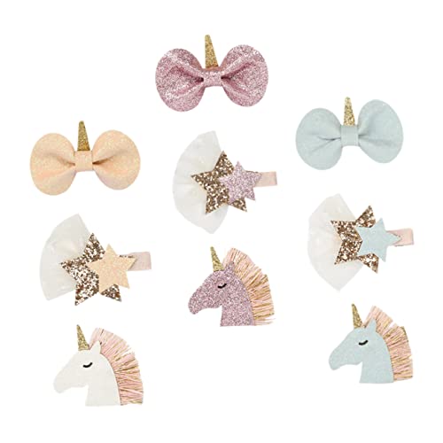 SOIMISS 9stücke Einhorn Haarspange Mädchen Pailletten Schleife Clip Party Junge Mädchen Haaraccessoires Geburtstag Glänzend Kopfschmuck Kurzhaar Longhair Lockig Glatt von SOIMISS