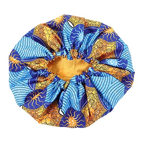 SOIMISS Afrikanischer Satin Schlafhaube Damen Haarkappe mit Doppellagigem Polyester Elastisch Haarschonend Schützt Frisur und Kissenbezug für Nachtpflege und Lockenpflege von SOIMISS
