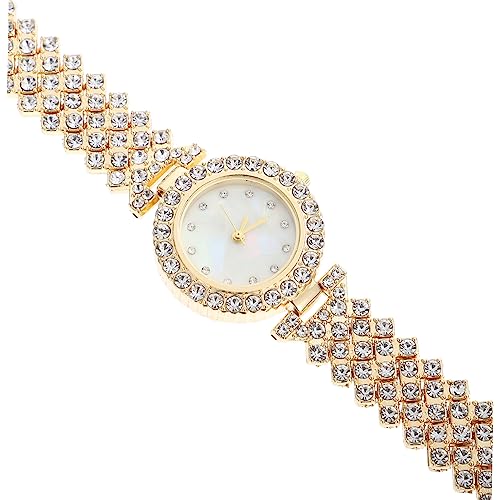 SOIMISS Zarte Damen Armbanduhr Goldene Strassuhr Edelstahl Analog Elegantes Design Für Besondere Anlässe von SOIMISS