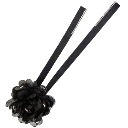 SOIMISS Antike Blumen Haarklammer mit Strass und Tassel Hochwertige Haarkralle für Damen Starker bei Allen Haartypen Eleganter Haarschmuck für Party Arbeit und Reisen Schwarzes Design von SOIMISS