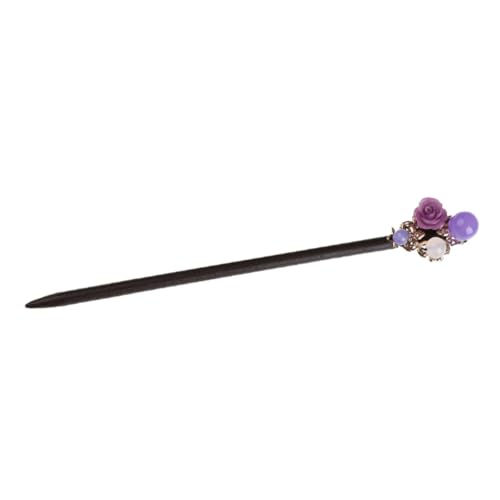 SOIMISS Antike Haarnadel Holz Haarstab für Damen Chinesischer Retro Haarschmuck Handgefertigtes Haarornament mit Kristallblumen Geeignet für Hanfu Kostüm und Tägliche Frisuren von SOIMISS