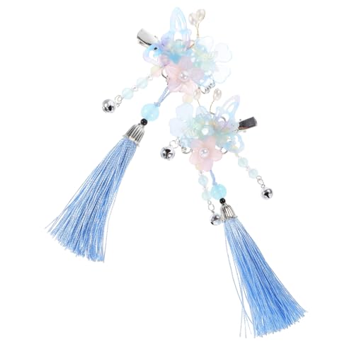 SOIMISS Antike Schmetterling Haarspangen mit Quasten und Glocken Haarschmuck für Hanfu und Traditionelle Kleidung Temperamentvoller Haarschmuck für Mädchen Langlebige Blaue Haarclips von SOIMISS