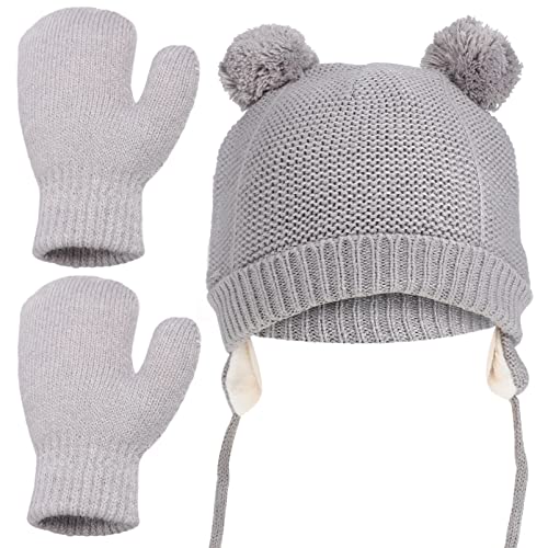 SOIMISS Baby Winter Beanie Mütze Handschuhe Set für Neugeborene Jungen Mädchen Kleinkinder Warme Strickmütze Handschuhe Unisex-Baby von SOIMISS