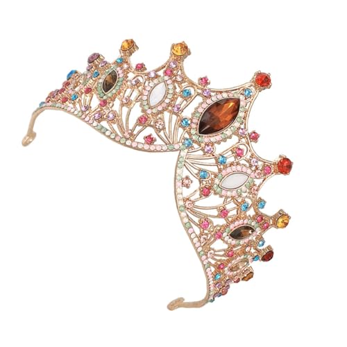 SOIMISS Barockstil Braut Krone Farbige Hochzeit Tiara mit Funkelnden Strasssteinen Leichtes Diadem Haarschmuck für Damen Eleganter Kopfschmuck für Besondere Anlässe und Geburtstage von SOIMISS